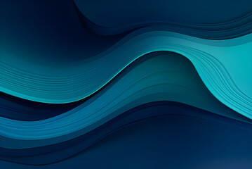 Modern Designed Horizontal Banner With Very Dark Blue, Cadet Blue and Teal Blue Colors. Dynamic Curved Lines With Fluid Flowing Waves and Curves.