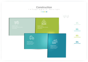 Business Infographic Design template with Icons Vector Stock Illustration. The concept of Construction. Business, Innovation, Ideas, Strategy, Steps, Growth