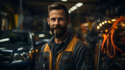 Portrait Shot of a Mechanic in a Car Service - obrazy, fototapety, plakaty