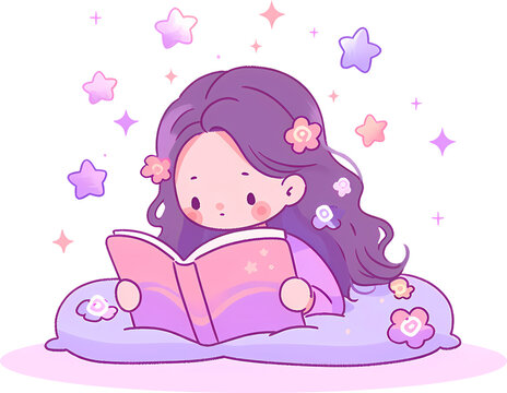 Young woman reads a book on couch at cosy home. The girl sitting on the sofa, reading a book and resting. Female daily lifestyle vector illustration