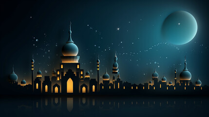 Free photo eid night banner template as holiday greetin - obrazy, fototapety, plakaty