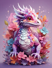 
Dragon, symbol of 2024, digital illustration for Oriental calendar, holiday poster, postcard, beautiful creative background