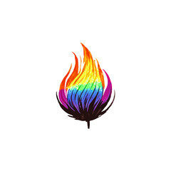 rainbow fire, rainbow flame, fire, flame, vector, no background, png, svg, Colorful flames