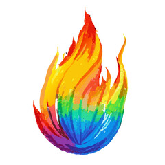 rainbow fire, rainbow flame, fire, flame, vector, no background, png, svg, Colorful flames