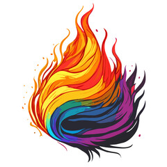 rainbow fire, rainbow flame, fire, flame, vector, no background, png, svg, Colorful flames