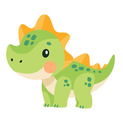 Vector children's illustration. Cute Triceratops. A kind green dinosaur. Print for children's products. Vector illustration