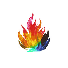 rainbow fire, rainbow flame, fire, flame, vector, no background, png, svg, Colorful flames