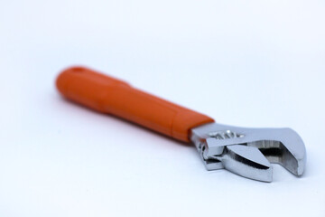 steel  monkey wrench isolated on white