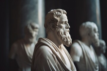 Statue marble philosopher stand. Bust figure. Generate Ai