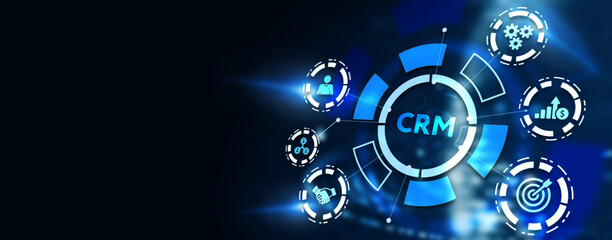 Business, Technology, Internet and network concept. CRM Customer Relationship Management. 3d illustration