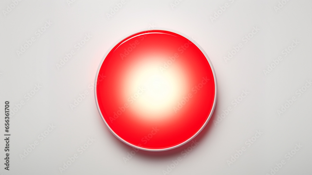 Poster red light fluorescent button isolated on the background of computer graphics website design