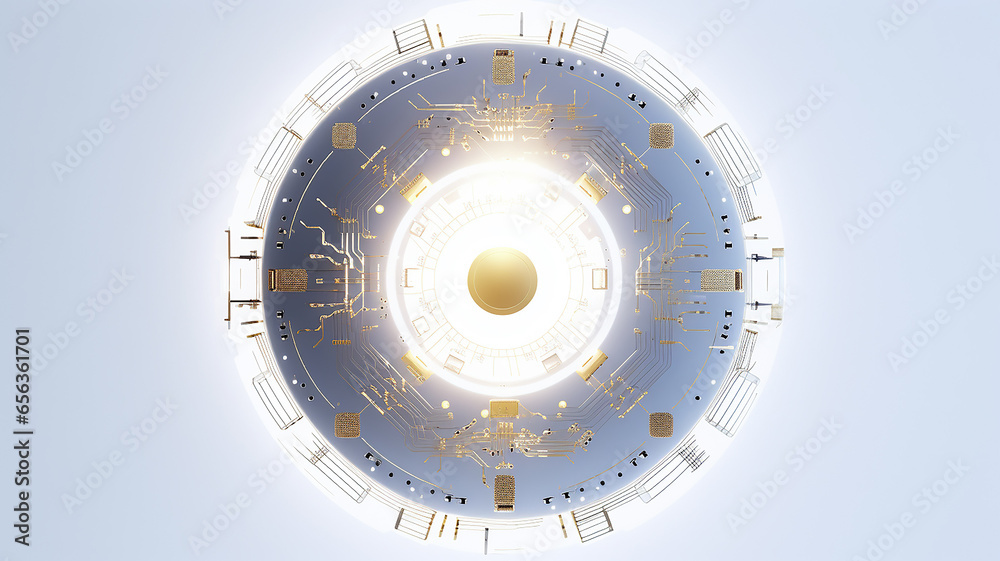 Aufkleber white computer chip light fluorescent button isolated on the background computer graphics website design