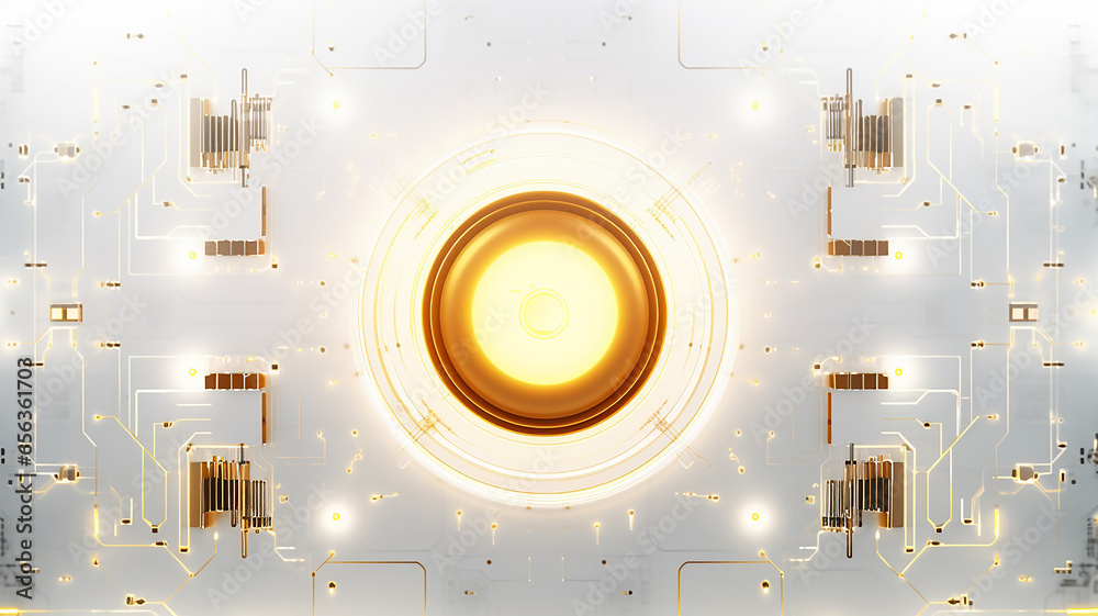 Aufkleber white computer chip light fluorescent button isolated on the background computer graphics website design