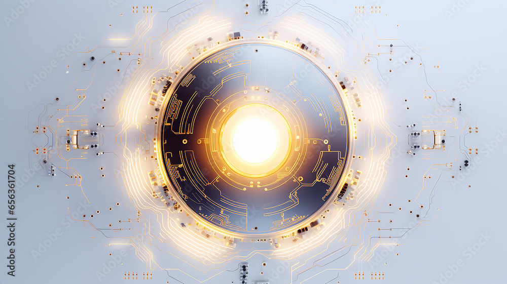 Aufkleber white computer chip light fluorescent button isolated on the background computer graphics website design