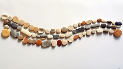 collection of smooth sea pebbles isolated on the background