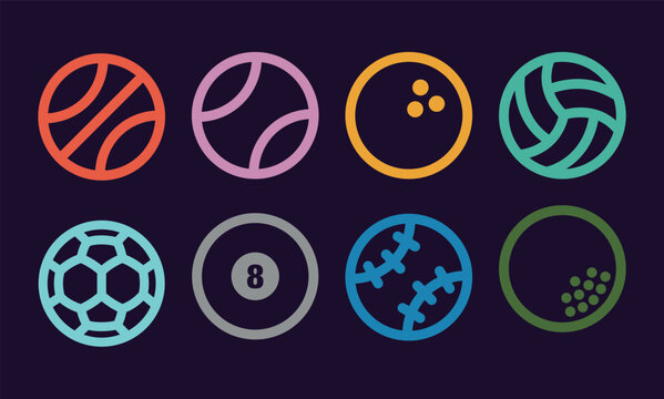 Sports balls collection basketball tennis bowling volley-ball football soccer billiards baseball golf