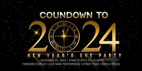 countdown to new years eve 2024 - obrazy, fototapety, plakaty