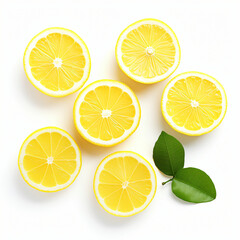 Lemon slices on white background