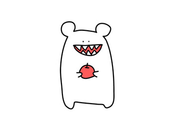 Cartoon White bear and an apple 