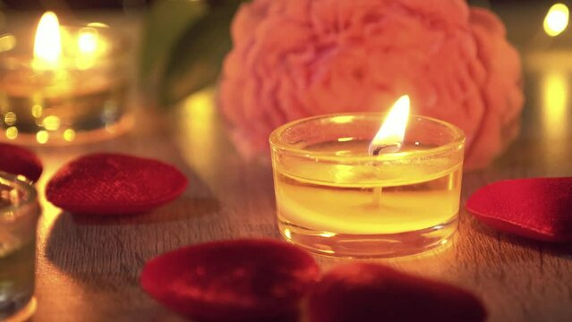 Candlelight and rose flowers in Valentine's festival.