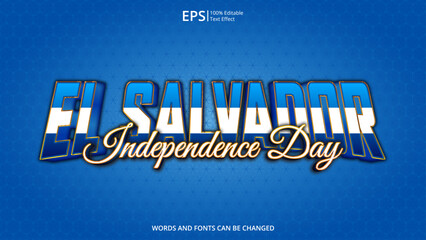 el salvador editable text effect with el salvador flag pattern suitable for poster design about holiday, Feast day or el salvador independence day moment