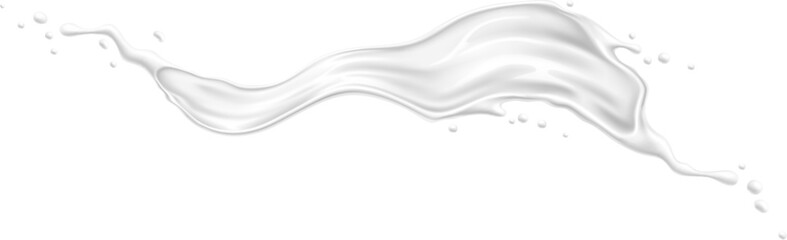 White milk cream or yogurt wave flow splash. Isolated realistic 3d vector smooth flow cascades in a delightful wave, creating a luscious, creamy splashing that promises a taste of pure indulgence - obrazy, fototapety, plakaty