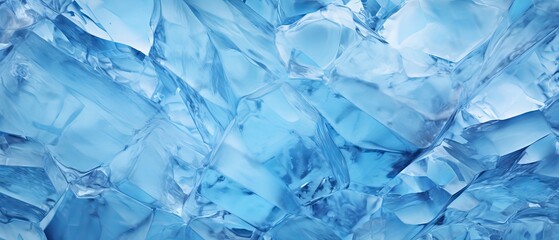 Cracked Ice Texture of Lake Baikal in Winter, Abstract Blue Background with Transparent Ice - obrazy, fototapety, plakaty