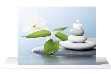 Obraz na płótnie Canvas Zen or spa greeting or invitation card with captivating composition, tranquility and peaceful