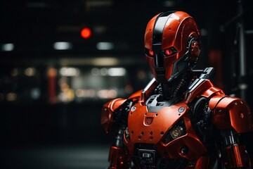 Fototapeta premium a robot with a dark background, Generative AI