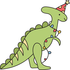 Christmas Dinosaur With Garland