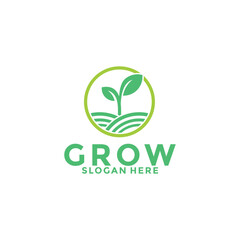 Green Seed logo type vector, Grow logo design template