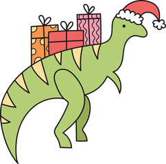 Christmas Dinosaur With Gifts