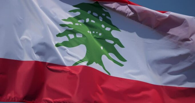National flag of Lebanon in the wind