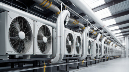 Industrial air conditioners in a row