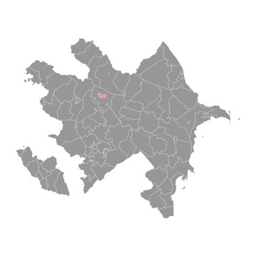 Mingachevir city map, administrative division of Azerbaijan.