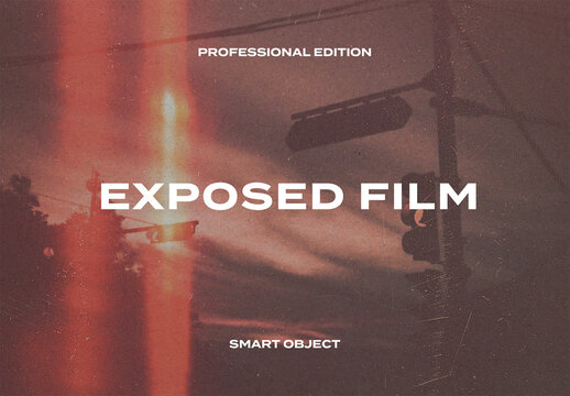 Exposed Film Light Leak Photo Effect Mockup Template Texture Overlay Print