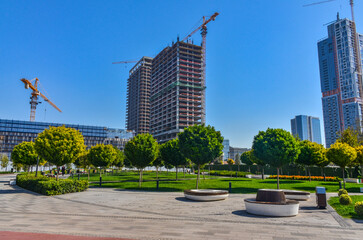 construction of skyscrapers around Tashkent City Park (Tashkent, Uzbekistan)