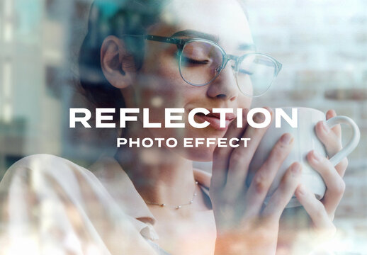 Reflection Window Street Photo Effect Mockup Template Texture Overlay Print