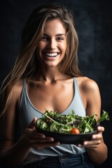 cropped shot of an attractive young woman enjoying a salad