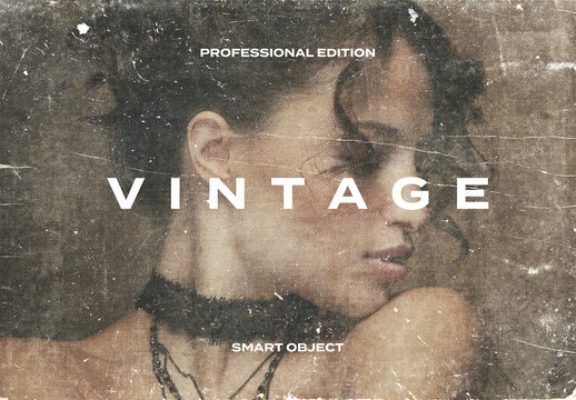 Vintage Retro Book Photo Effect Mockup Template Texture Overlay Print