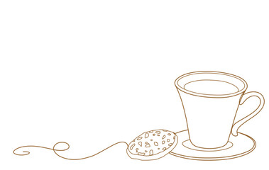 coffee and cookies line art vector illustration