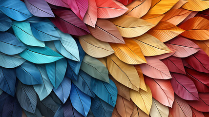 multicolored spectrum rainbow texture fallen autumn leaves tile background - obrazy, fototapety, plakaty