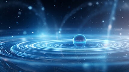 Blue nebula with stars and the planet on the foreground