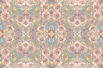 Indian paisley flower pattern with background.Tracery seamless pattern. Mehndi design.
colourful Geometric and abstract textiles background texture design,spring summer floral patterns.