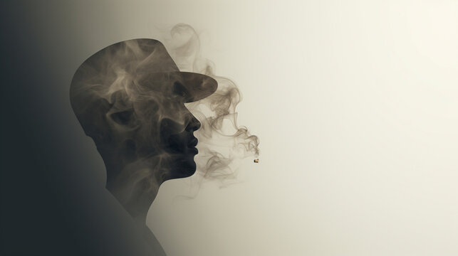 Editable vintage background for different sectors, photograph of smoky men, copy paste area for text