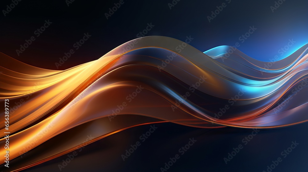 Wall mural metallic liquid background with abstract waves and tech innovation concept