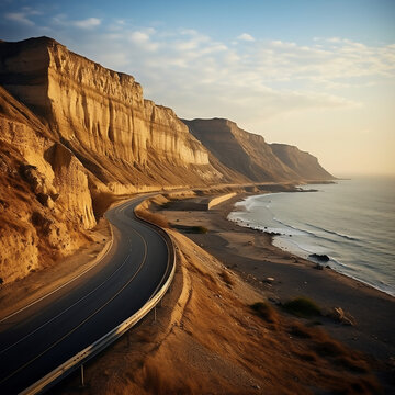 Makran Coastal Highway - Landscape Wallpaper - Generated by AI