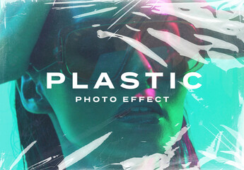 Plastic Art Photo Effect Mockup Template Texture Overlay Print