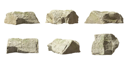 Rocks beige sharp set on transparent backgrounds 3d illustrations png © Krit