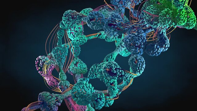 Chain of amino acid or bio molecules called protein - 3d illustration